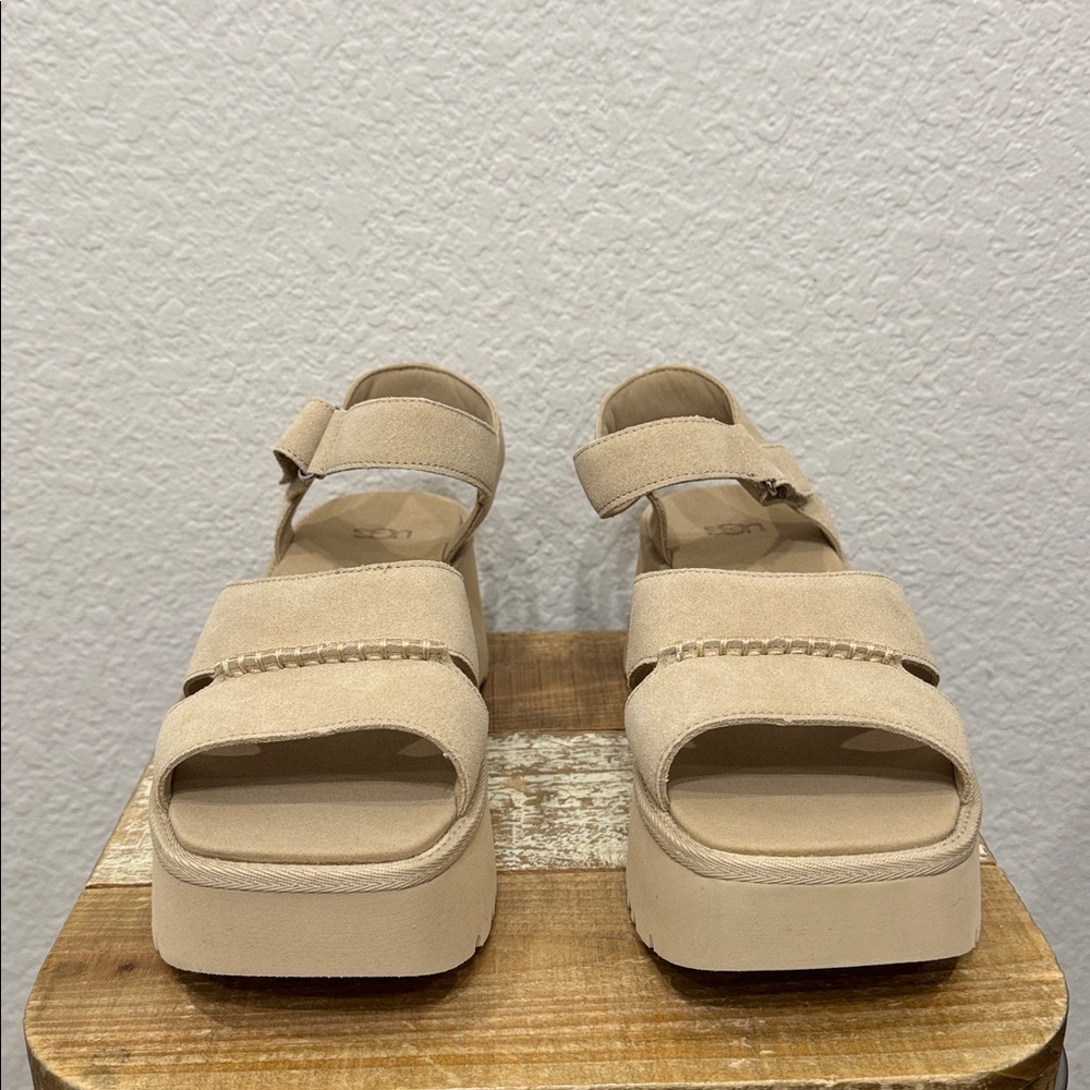 UGG New Heights Platform Suede Sandal Neutral Size 11 NEW - Picture 4 of 8